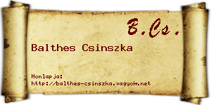 Balthes Csinszka névjegykártya